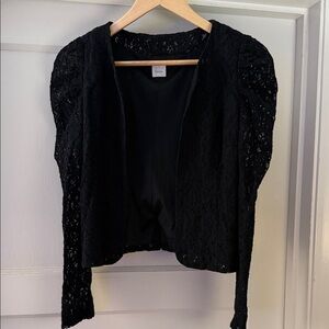 Chic Black Lace Open-Front Sweater